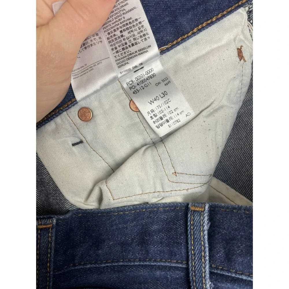 Levi's 501 Original Fit Jeans Mens 40x30 Dark Wash Blue Button Fly Denim Classic